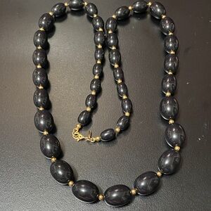 Elegant Monet 28 1/2” Black and Gold Beaded Necklace